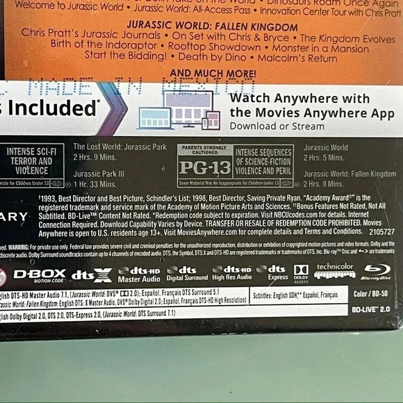Jurassic World: 5-Movie Collection [Blu-Ray + Digital Box Set] - Picture 8 of 8
